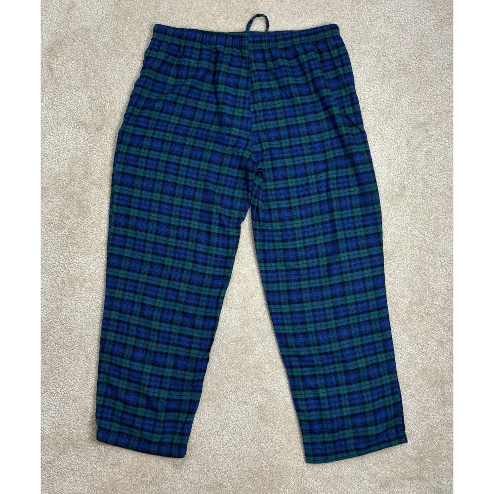 St. John's Bay Men's Flannel Pajama Set Green /Blue Plaid XL